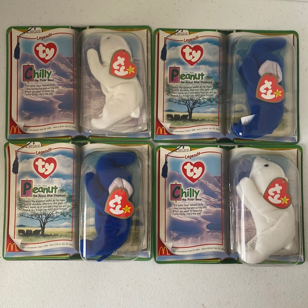 TY McDonald’s Legends Chilly (x2) Peanut (x 2) sealed in original packaging 2000